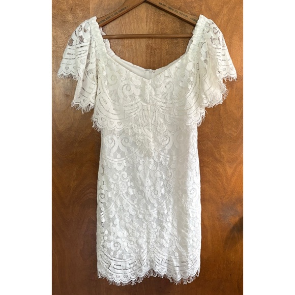 Promesa White Off The Shoulder Floral Lace Dress NWT Small Wedding Boho Formal - Picture 2 of 15